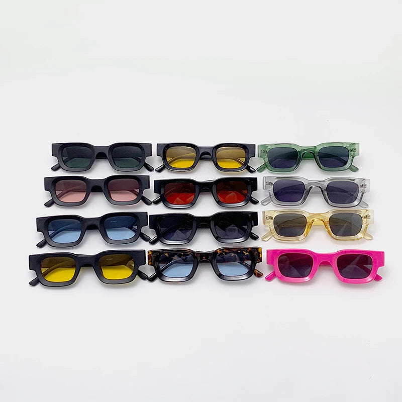 SHAUNA Ins Popular Metal Hinge Retro Small Rectange Sunglasses UV400