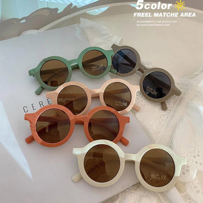 4pcs Round Fashion Cute Children's Sunglasses Parent Child Frosted Sun Glasses Solid Color Candy Colors Glasses Baby Eyeglasses