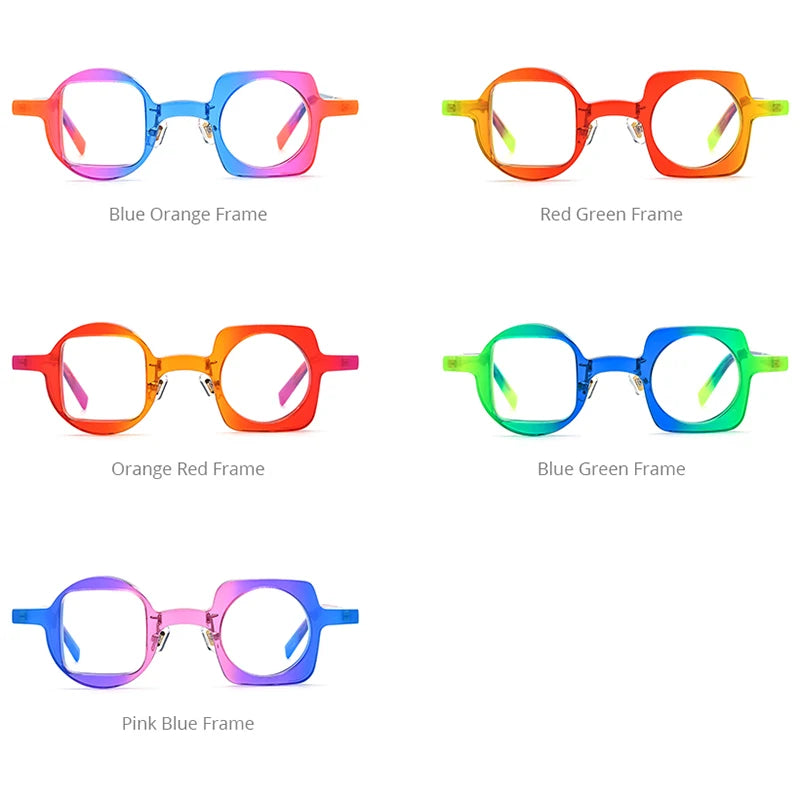 HEPIDEM Multicolor Acetate Glasses Men Square Round Eyeglasses Women Spectacles Eyewear 9260