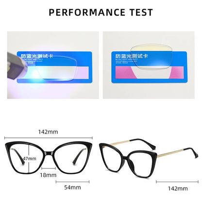 SHAUNA Retro TR90 Metal Women Optical Glasses Frame Fashion Clear Anti Blue Light Lens Eyewear Men Cat Eye Spring Hinge Frame