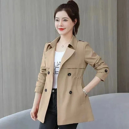 2024 Nouveau Manteau Court Coupe-Vent Femmes Printemps Automne Trench-Coat Coréen Court Dames Solide Manteau Femmes Double Boutonnage Vêtements D'extérieur