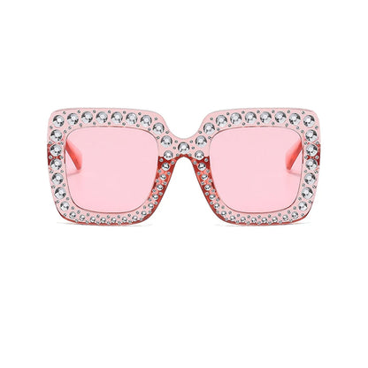 Kids Diamond Oversized Sunglasses Big Square Frame Sunglasses UV400 Crystal Eyewear Retro Rhinestone Frames Eyeglasses Children