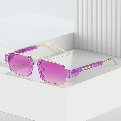 SHAUNA Retro Quadratische Bunte Sonnenbrille Damen Mode Klare Ozean Farbverlauf Gläser Shades UV400 Männer Lila Rosa Sonnenbrille