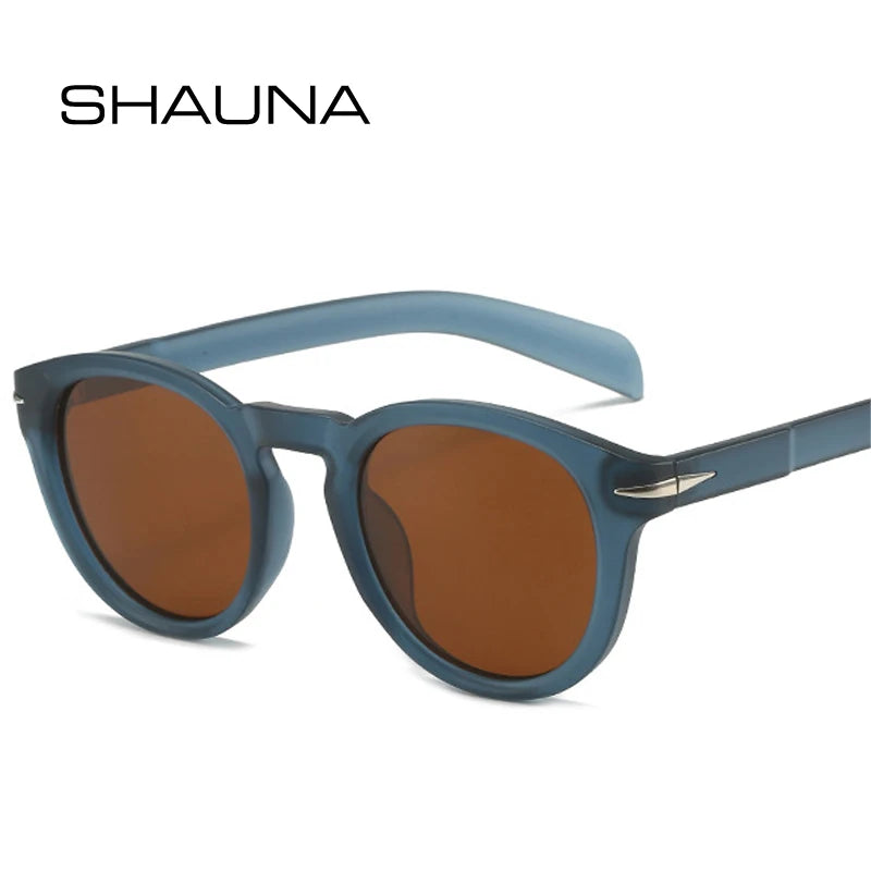 SHAUNA Retro Runde Herren Sonnenbrille Shades UV400 Mode Marke Designer Blau Grün Frauen Nieten Sonnenbrille