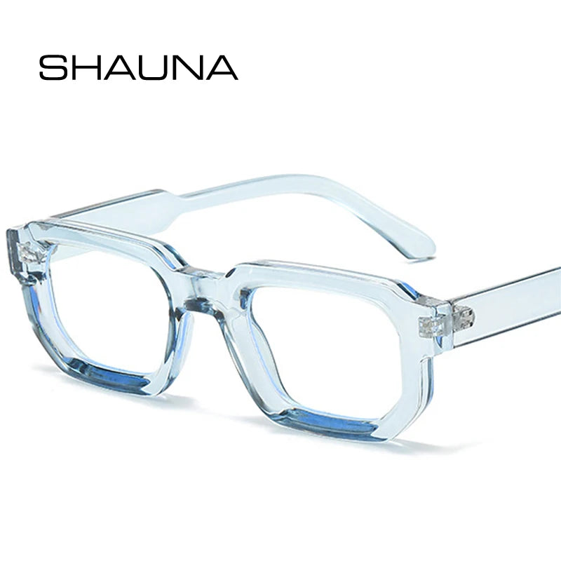 SHAUNA Ins Popular Fashion Polygon Square Women Glasses Frame Clear Anti Blue Light Eyewear Optical Men Red Blue Frame