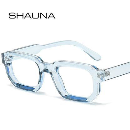 SHAUNA Ins Popular Fashion Polygon Square Women Glasses Frame Clear Anti Blue Light Eyewear Optical Men Red Blue Frame