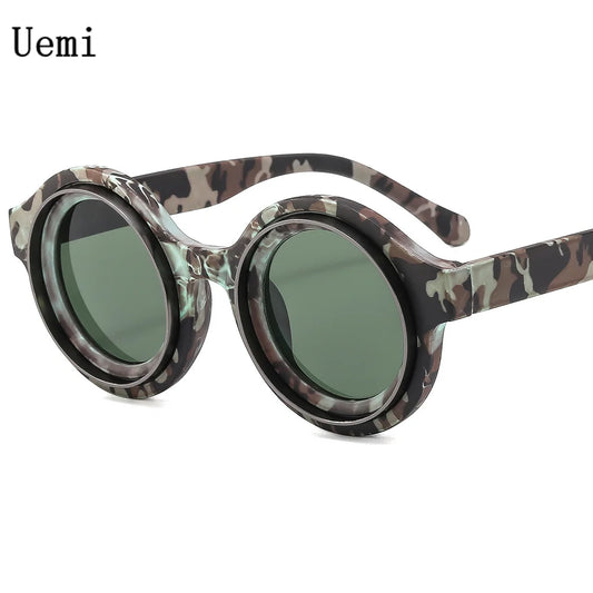 Neue Retro Camouflage Runde Sonnenbrille für Frauen Männer Mode Vintage Bunte Rahmen Sonnenbrille Trend UV400 Brillen