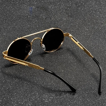 Lunettes de soleil de style punk vintage pour femmes 2024 hommes rétro cadre rond en métal été printemps luxe design voiture conduite lunettes lunettes