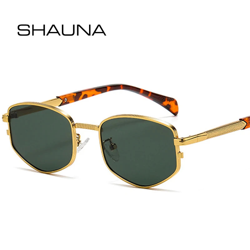 SHAUNA Retro Polygon Square Metal Women Luxury Sunglasses Fashion Gradient Shades UV400 Men Sun Glasses