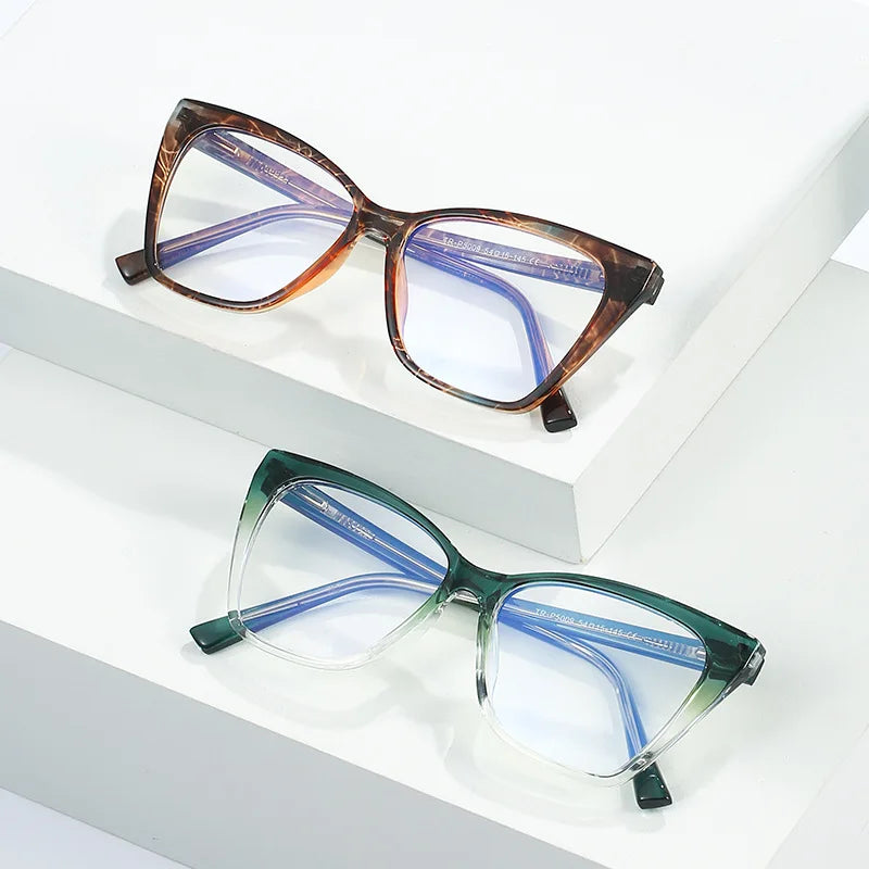 SHAUNA TR90 Cat Eye Women Glasses Frame Fashion Clear Anti-blue Light Eyewear Retro Spring Hinge Men Optical Frame