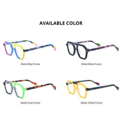 HEPIDEM Matte Acetate Glasses Men Colorful Fashion Square Eyeglasses 2023 Women Spectacle Eyewear H9286