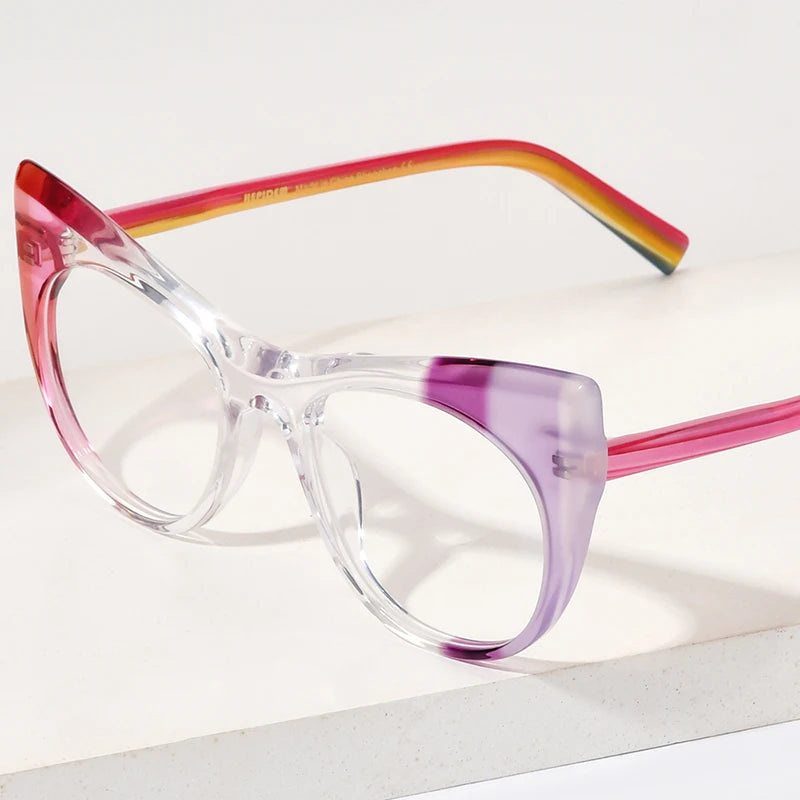 HEPIDEM Multicolor Acetate Glasses Women 2023 New Cat Eye Eyeglasses Cateye Spectacles Eyewear H9293