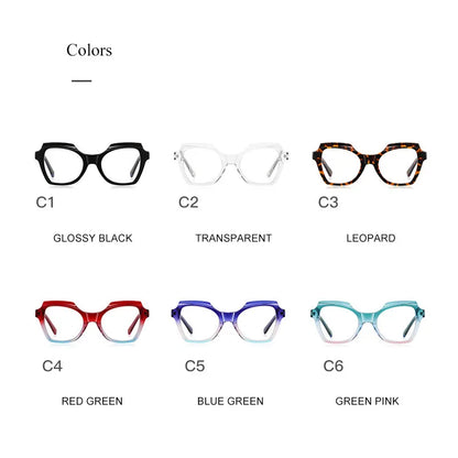 SHAUNA Anti-Blue Light Spring Hinge TR90 Oversized Colorful Women Cat Eye Optical Glasses Frames