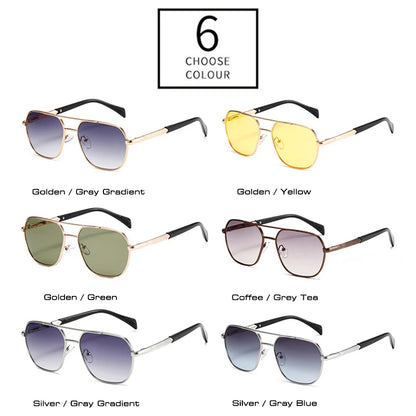 SHAUNA Retro Doppelstege Quadratische Damen Sonnenbrille Mode Farbverlauf Sonnenbrille UV400 Herren Outdoor Sonnenbrille