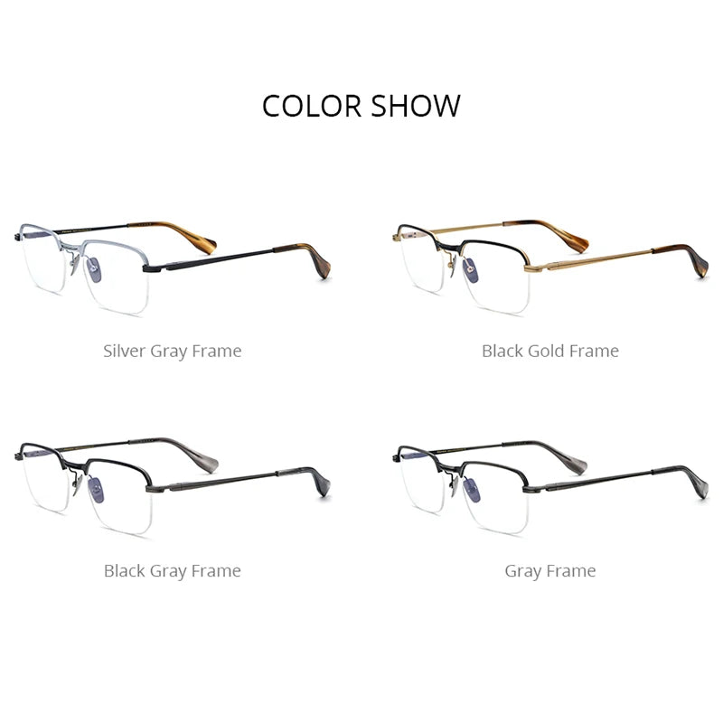 FONEX Titanium Glasses Men Semi Rimless Square 2023 Women Eyeglasses Half Rim Frames Eyewear DTX-154