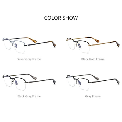 FONEX Titanium Glasses Men Semi Rimless Square 2023 Women Eyeglasses Half Rim Frames Eyewear DTX-154