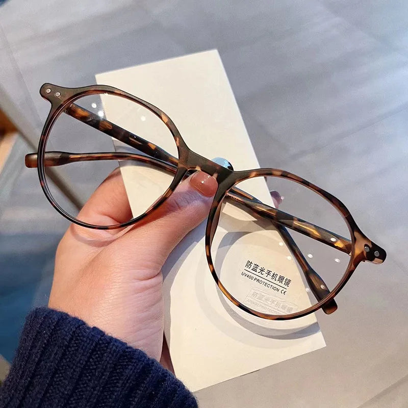 SHAUNA Fashion TR90 Round Glasses Frame Women Retro Rivets Decoration Clear Anti-blue Light Eyewear Men Optical Frames