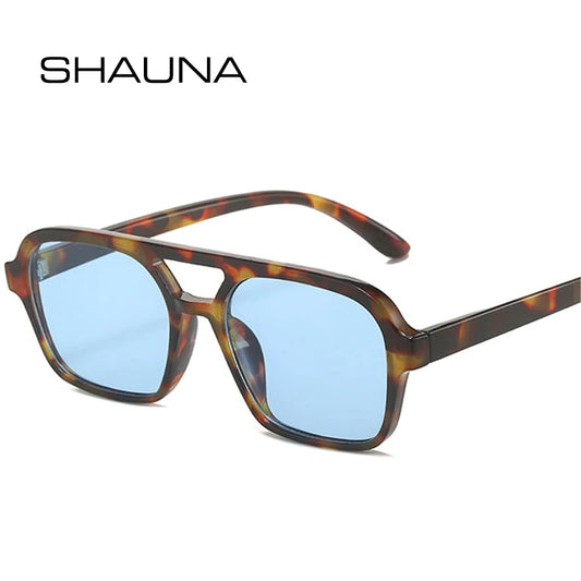 SHAUNA Doppelstege Quadratische Retro-Sonnenbrille für Damen, UV400, trendige Sonnenbrille für Herren