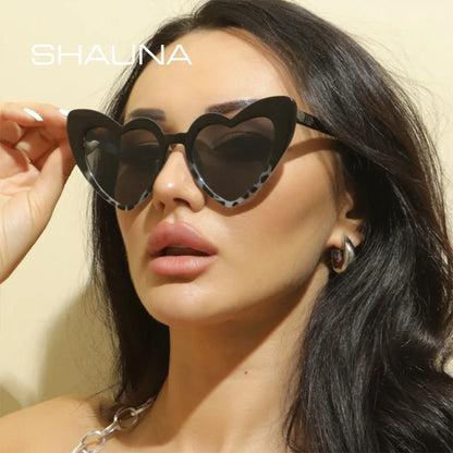 SHAUNA Metal Hinge Popular Heart Sharp Women Cat Eye Sunglasses Fashion Candy Colors Glasses UV400