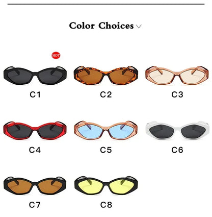 Retro Small Frame Polygon Cat Eyes Women Sunglasses Brand Designer Fashion Cheetah Decoration Ladies Sun Glasses UV400