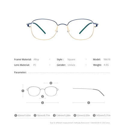 FONEX Titanium Alloy Glasses Frame Men Eyeglasses Korean Denmark Women Frame Screwless Eyewear 98618