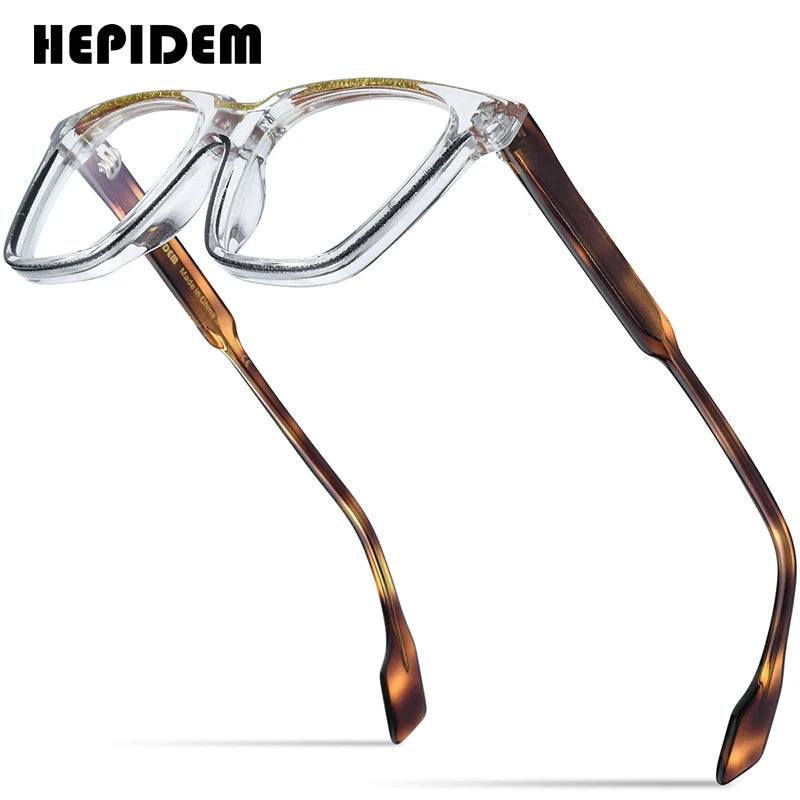 HEPIDEM Powder Acetate Glasses Men Matte Vintage Retro Square Eyeglasses Women Spectacles Eyewear 9317