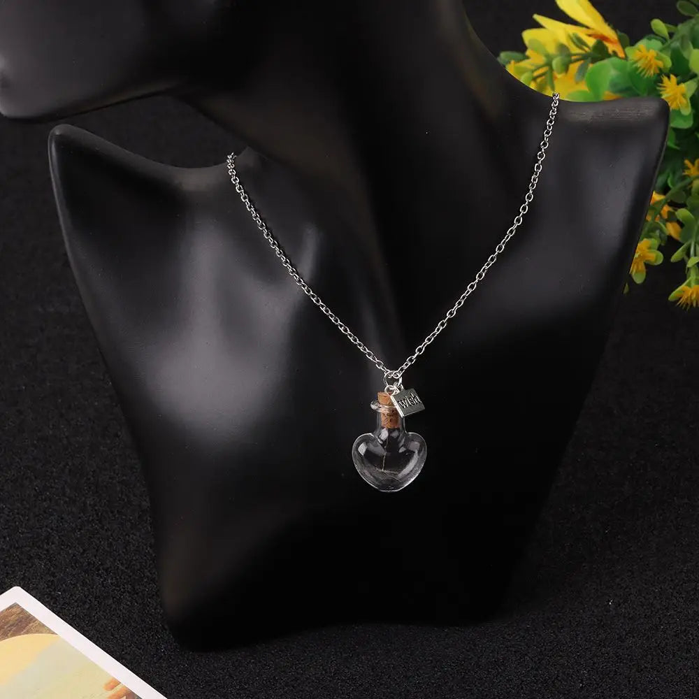 Natürlicher Löwenzahn Retro Kork Wunschflasche Halskette Glasfläschchen Anhänger Lange Kette Glücksbringer Handgemachter DIY Schmuck Mode Geschenk