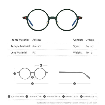 HEPIDEM Acetate Eyeglasses Frame Men Retro Vintage Oversized Round Glasses Spectacles Eyewear 9158