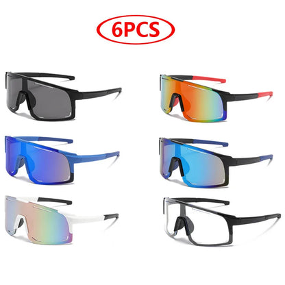 6pcs Cycling Sunglasses Riding Running Men Women Sports Sun Glasses Skiing Fishing Climbing Goggles Bike Mirror Lens Eyewear