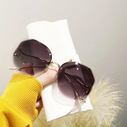 Rimless Sunglasses Women Metal Female Vintage Ladies Stylish Design Oversized Square Sun Glasses UV400