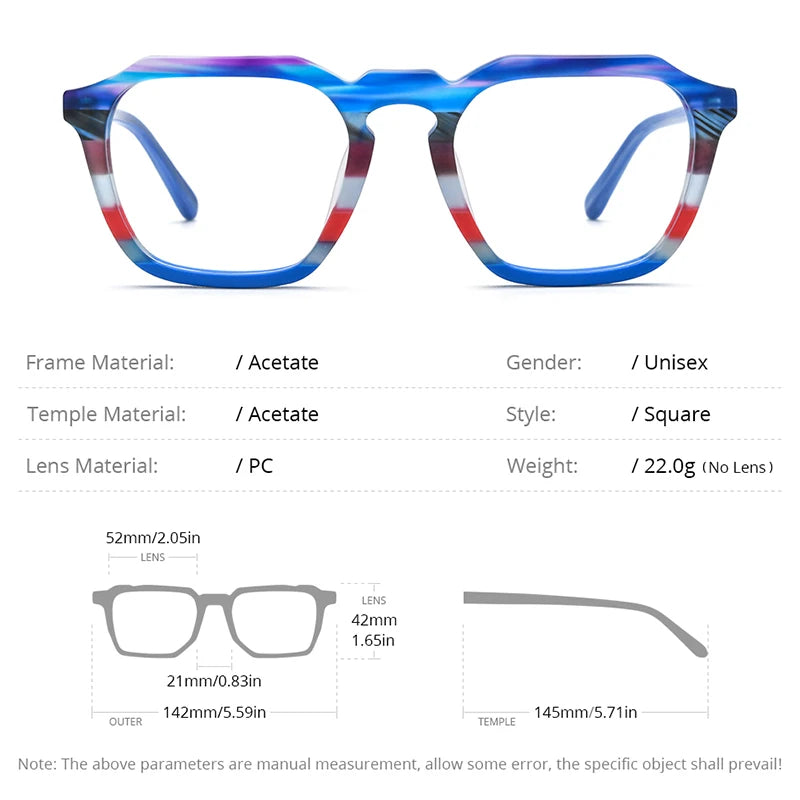 HEPIDEM Matte Acetate Glasses Men 2023 New Colorful Retro Square Women Eyeglasses Spectacles Eyewear H9292