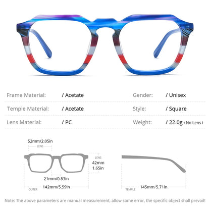 HEPIDEM Matte Acetate Glasses Men 2023 New Colorful Retro Square Women Eyeglasses Spectacles Eyewear H9292