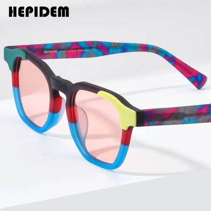 HEPIDEM Matte Colorful Acetate Polarized Sunglasses Men 2023 New Fashion Design Square UV400 Sun Glasses Women Shades H9284T