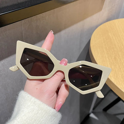 SHAUNA Retro Irregular Polygon Cat Eye Sunglasses Women Shades UV400