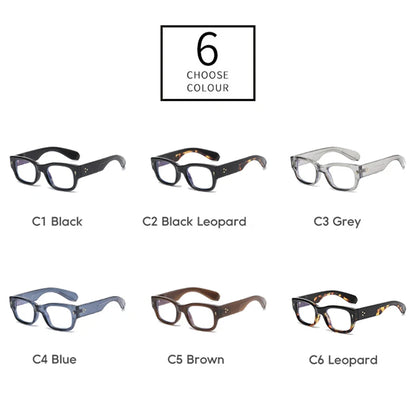 SHAUNA Fashion Square Men Glasses Frame Clear Anti-Blue Light Eyewear Retro Spring Hinge Men Optical Rivets Frame