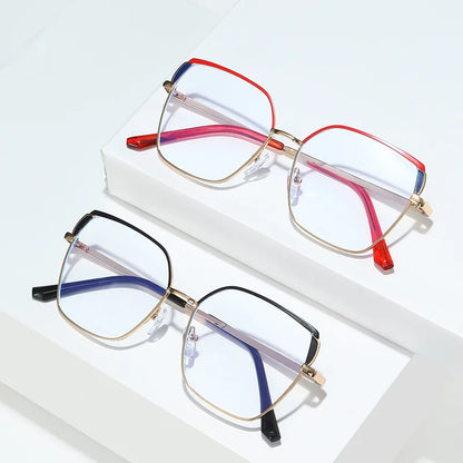 SHAUNA Retro Double Color Square Women Metal Glasses Frames Clear Anti Blue Light Eyewear Optical Men Fashion Frame