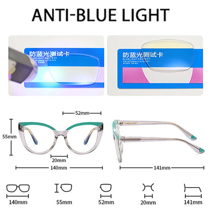 SHAUNA Fashion Cat Eye Spring Hinge Women Double Color Glasses Frame Retro Anti-blue Light Eyewear Men Optical Blue Green Frame