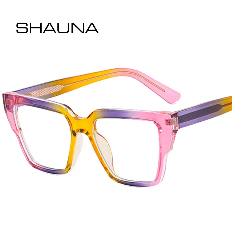 SHAUNA Monture de lunettes carrée à double couleur pour femme, monture optique transparente anti-lumière bleue, charnière à ressort, motif léopard