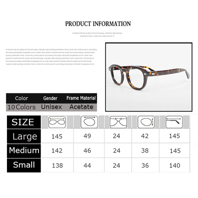 Monture de lunettes pour hommes Johnny Depp Lemtosh Style Lunettes Verres transparents Marque Designer Ordinateur Femmes Rétro Monture en acétate Lunettes de vue