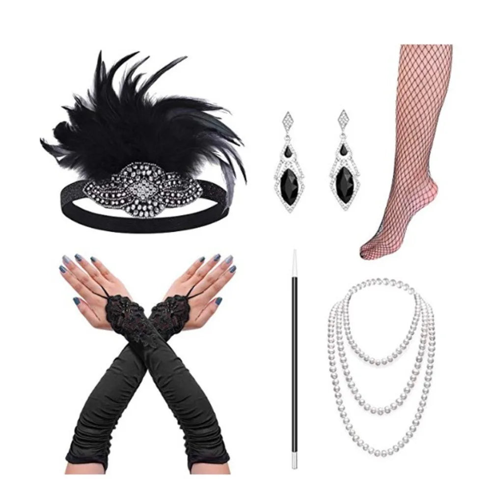 Accessoires pour cheveux Cosplay Mode Années 1920 Great Gatsby Party Bandeau pour cheveux Charleston Costume Flapper Cheveux Plume Coiffe