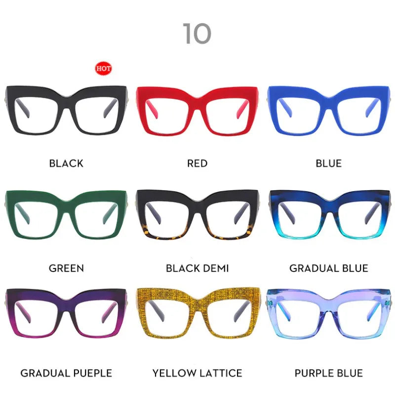 2024 New Fashion Oversized Women Anti Blue Light Glasses For Men Retro Square Frame Clear Lens Reading Female Eyewear