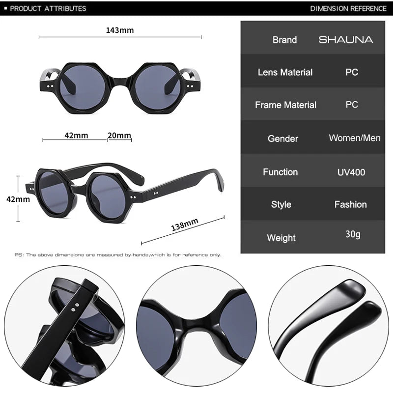 SHAUNA New Polygon Square Sunglasses Women Fashion Candy Color Round Lenses Eyewear Shades UV400 Men Sun Glasses