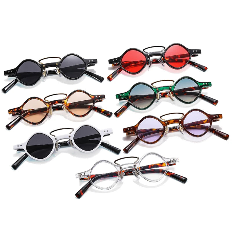 SHAUNA Retro Double Bridges Small Square Sunglasses Women Fashion Red Purple Shades UV400 Men Rivets Sun Glasses