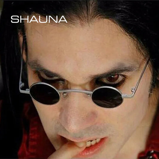 SHAUNA Sonnenbrille im Retro-Rock-Punk-Stil mit breitem Steg, klassisch, klein, rund, transparent, rot, UV400