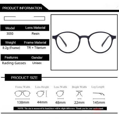 Ultralight Fashion Retro Round Glasses Frames Women TR90 Titanium Optical Prescription Men's Eyeglasses Frame H3050