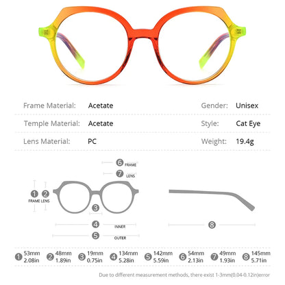 HEPIDEM Multicolor Acetate Frame Women Designer Cat Eye Eyeglasses Ladies Spectacle Eyewear 9061