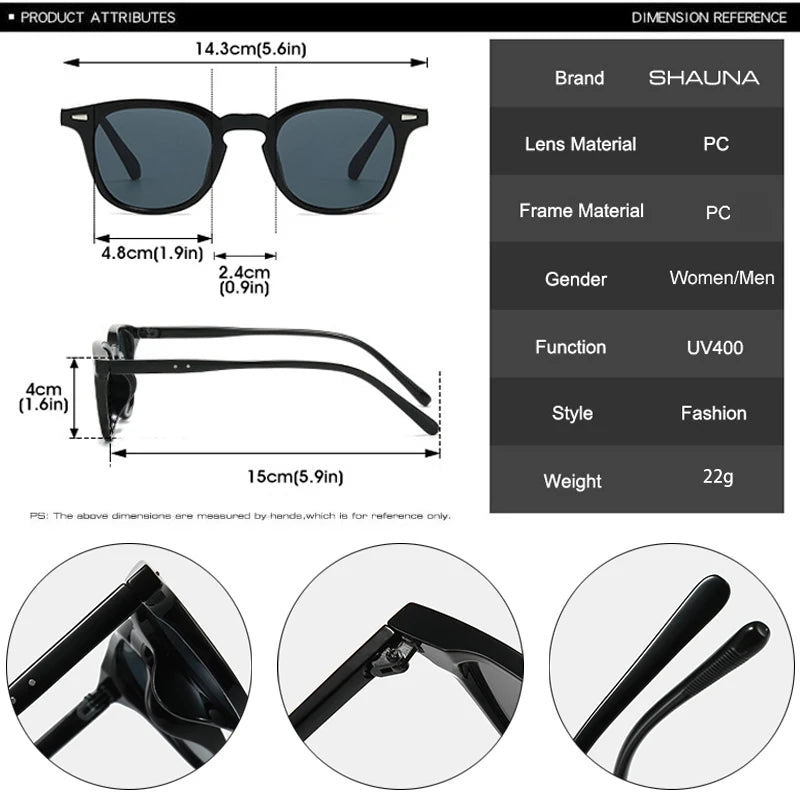 SHAUNA New Square Women Gradient Sunglasses Retro Rivets Men Trending Punk Sun Glasses