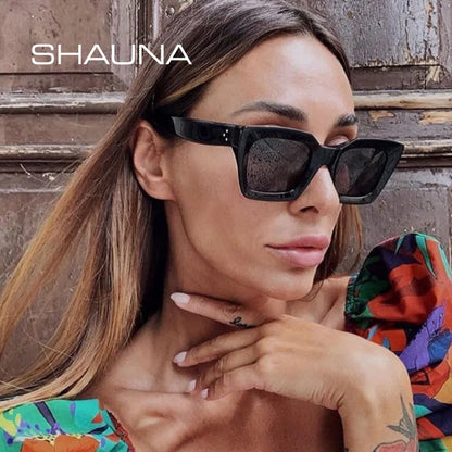 SHAUNA Nieten Fashion Square Sonnenbrille Frauen Marke Designer Retro Blau Lila Brillen Männer Gradienten Sonnenbrille Shades UV400