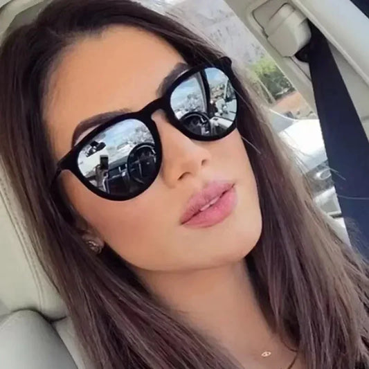 Brand Designer Round Cat Eye Sunglasses Women Men Retro Shades Male Sun Glasses Mirror Vintage Fashion Driving Oculos De Sol