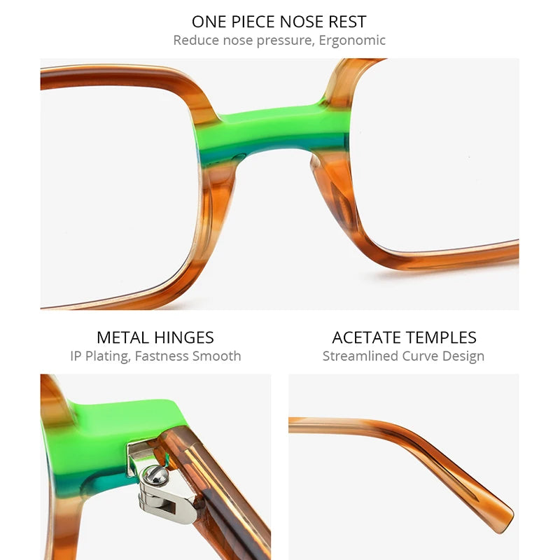 HEPIDEM Multicolor Acetate Glasses Men Retro Square Eyeglasses Women Frame Spectacles Eyewear 9246